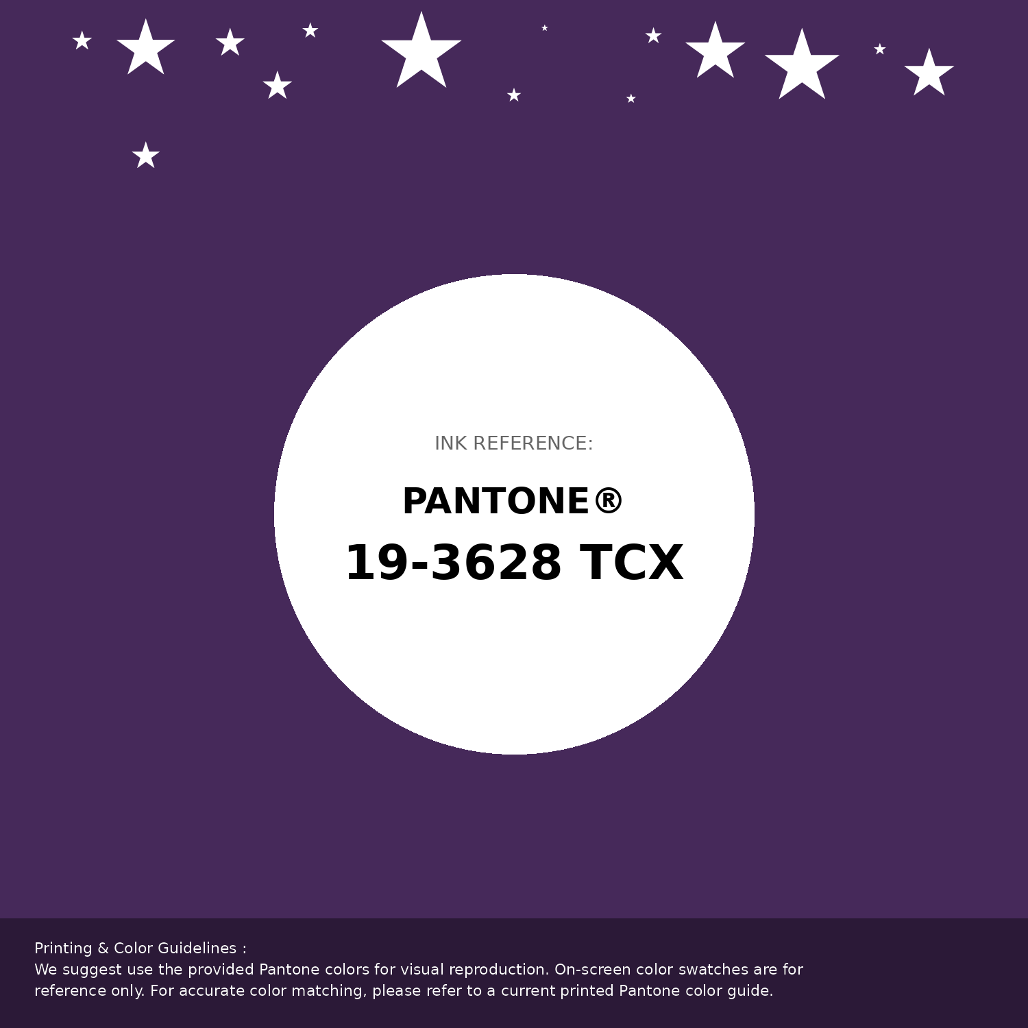 Beautiful Pantone swatch artwork featuring Pantone 19-3628 Tcx Acai Color | Hex color Code #46295a. Professional color swatch design perfect for designers and color enthusiasts. #pantone #colorswatch #designresource #46295a