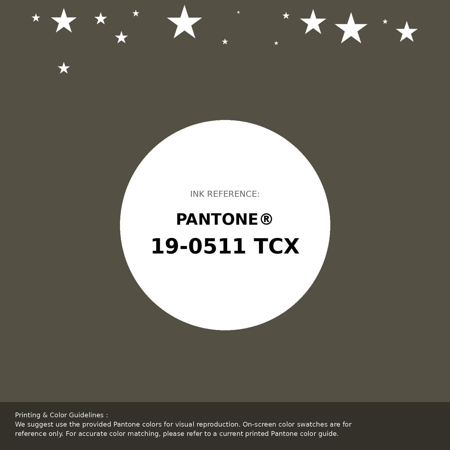 Hex Color #545144 | Printing Match PANTONE 19-0511 TCX | Color