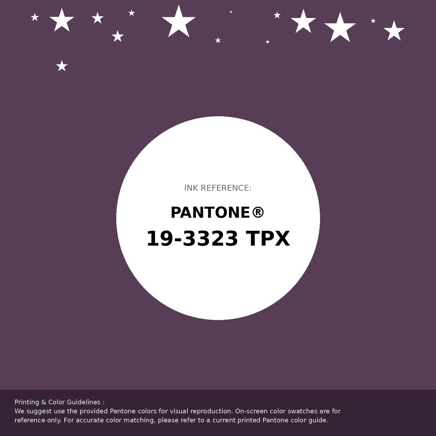Beautiful Pantone swatch artwork featuring Pantone 19-3323 Tpx Deep Purple Color | Hex color Code #573d56. Professional color swatch design perfect for designers and color enthusiasts. #pantone #colorswatch #designresource #573d56