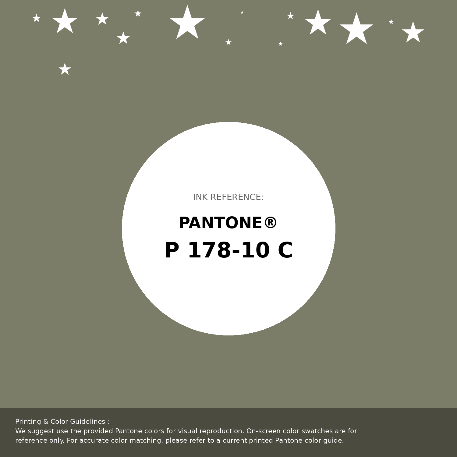 Beautiful Pantone swatch artwork featuring Pantone P 178-10 C Color | Hex color Code #7c7d68. Professional color swatch design perfect for designers and color enthusiasts. #pantone #colorswatch #designresource #7c7d68