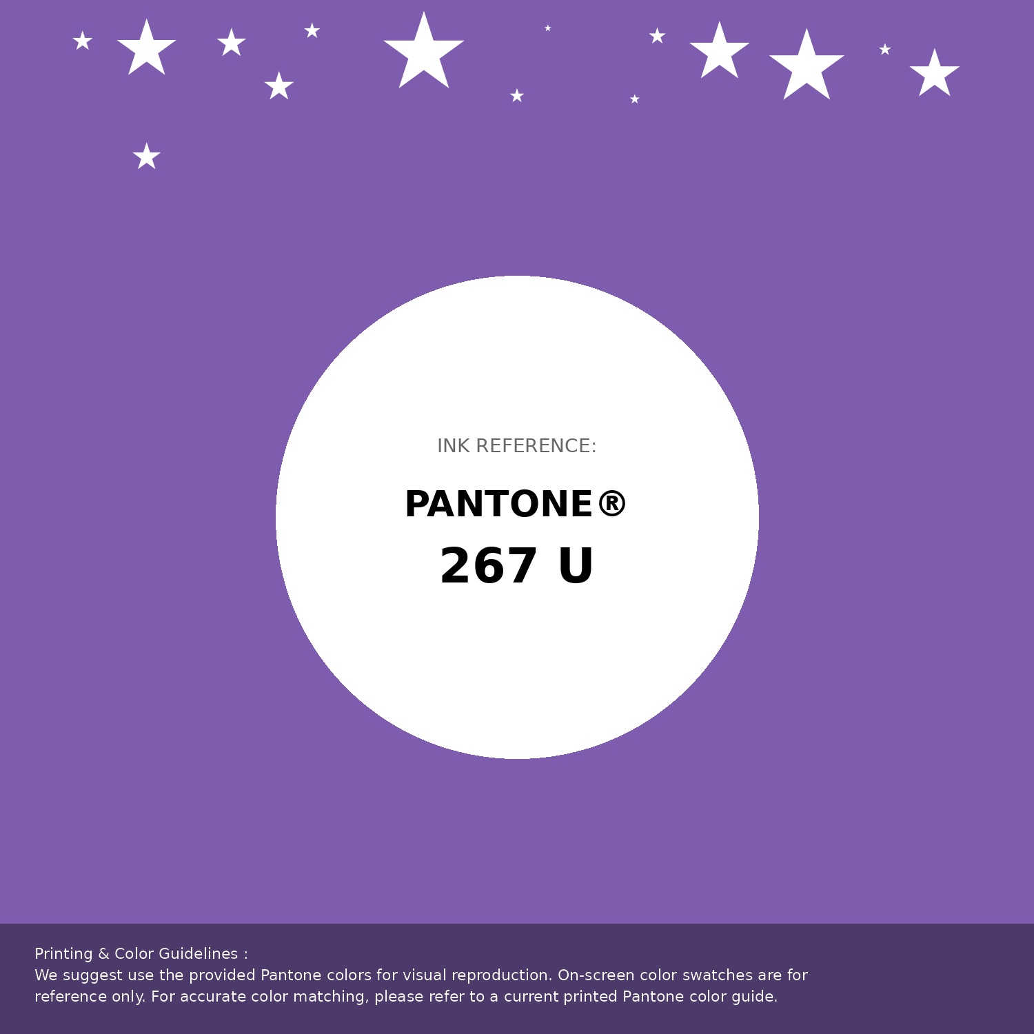 Beautiful Pantone swatch artwork featuring Pantone 267 U Color | Hex color Code #7f5dae. Professional color swatch design perfect for designers and color enthusiasts. #pantone #colorswatch #designresource #7f5dae