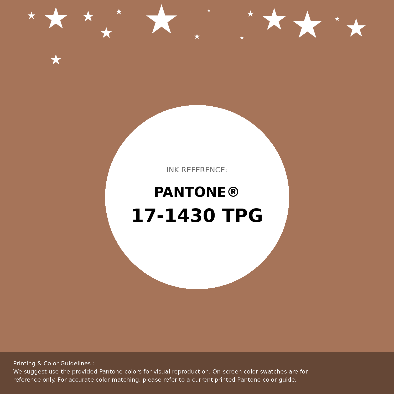 Beautiful Pantone swatch artwork featuring Pantone 17-1430 Tpg Pecan Brown Color | Hex color Code #a67459. Professional color swatch design perfect for designers and color enthusiasts. #pantone #colorswatch #designresource #a67459