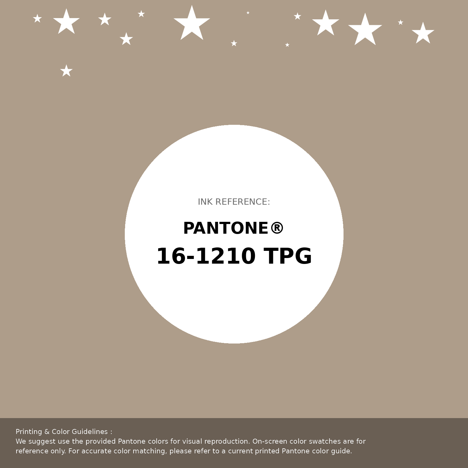 Beautiful Pantone swatch artwork featuring Pantone 16-1210 Tpg Light Taupe Color | Hex color Code #ae9d8a. Professional color swatch design perfect for designers and color enthusiasts. #pantone #colorswatch #designresource #ae9d8a