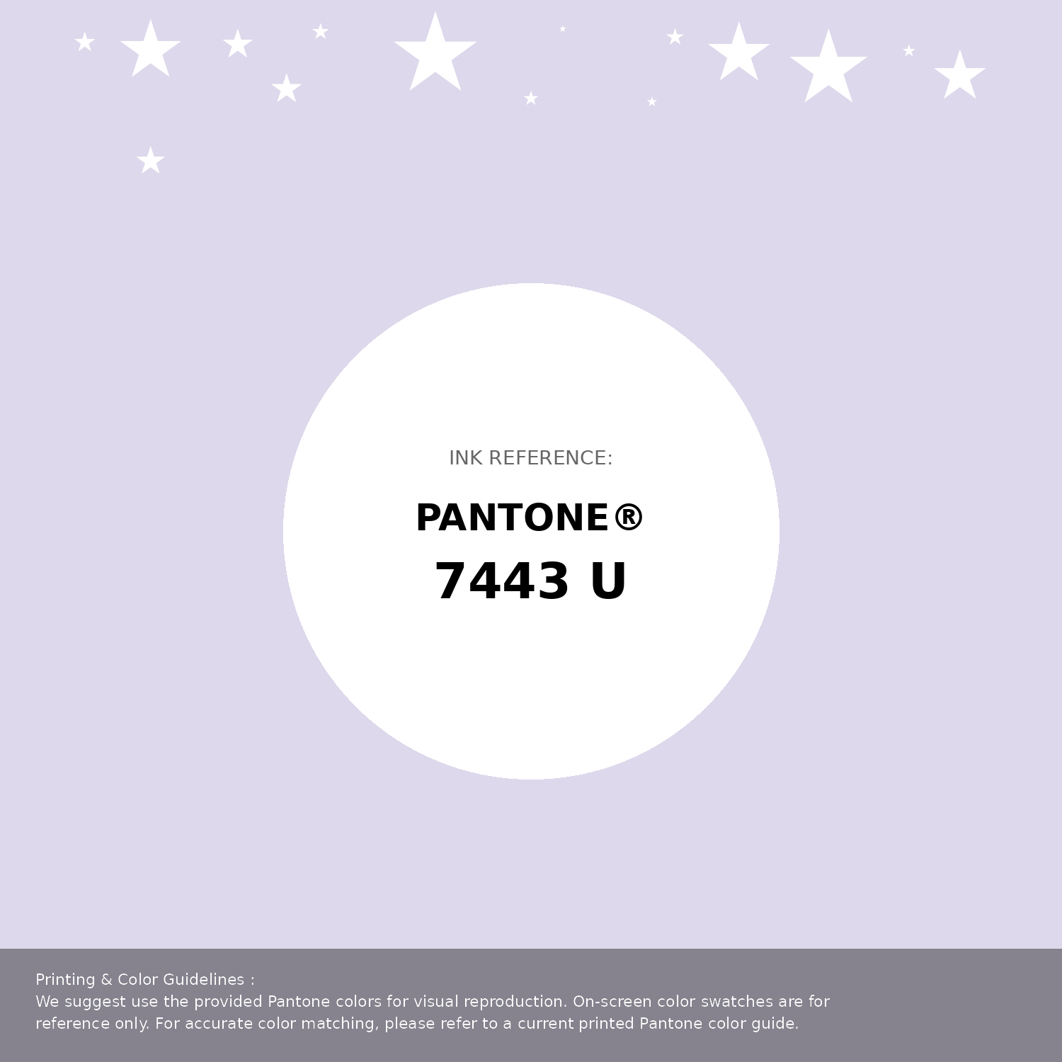 Beautiful Pantone swatch artwork featuring Pantone 7443 U Color | Hex color Code #ddd8eb. Professional color swatch design perfect for designers and color enthusiasts. #pantone #colorswatch #designresource #ddd8eb