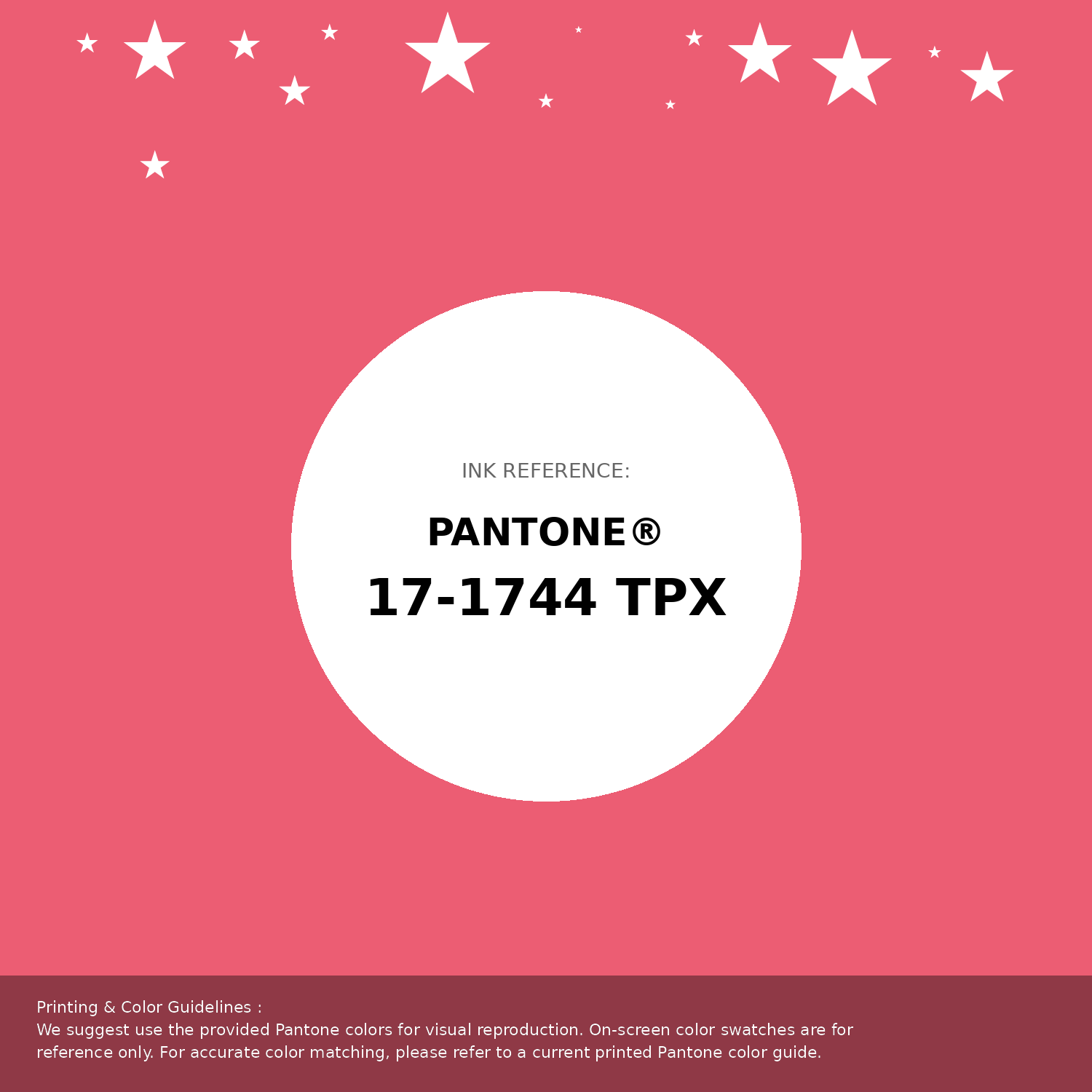 Beautiful Pantone swatch artwork featuring Pantone 17-1744 Tpx Calypso Coral Color | Hex color Code #ec5d73. Professional color swatch design perfect for designers and color enthusiasts. #pantone #colorswatch #designresource #ec5d73