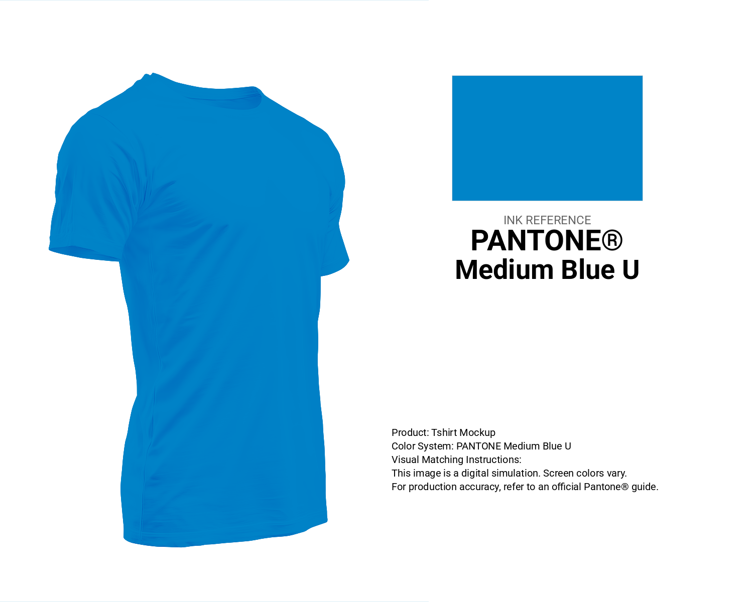 Creative T-shirt mockup featuring Pantone Medium Blue U Color | Hex color Code #0084c8. Perfect for fashion designers, apparel brands, and print-on-demand projects. #tshirt #mockup #fashion #0084c8