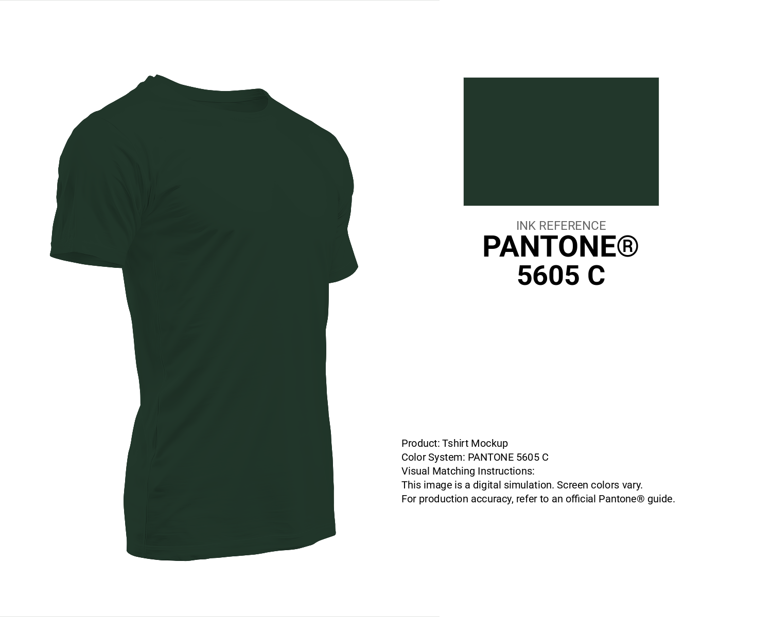 Creative T-shirt mockup featuring Pantone 5605 C Color | Hex color Code #22372b. Perfect for fashion designers, apparel brands, and print-on-demand projects. #tshirt #mockup #fashion #22372b