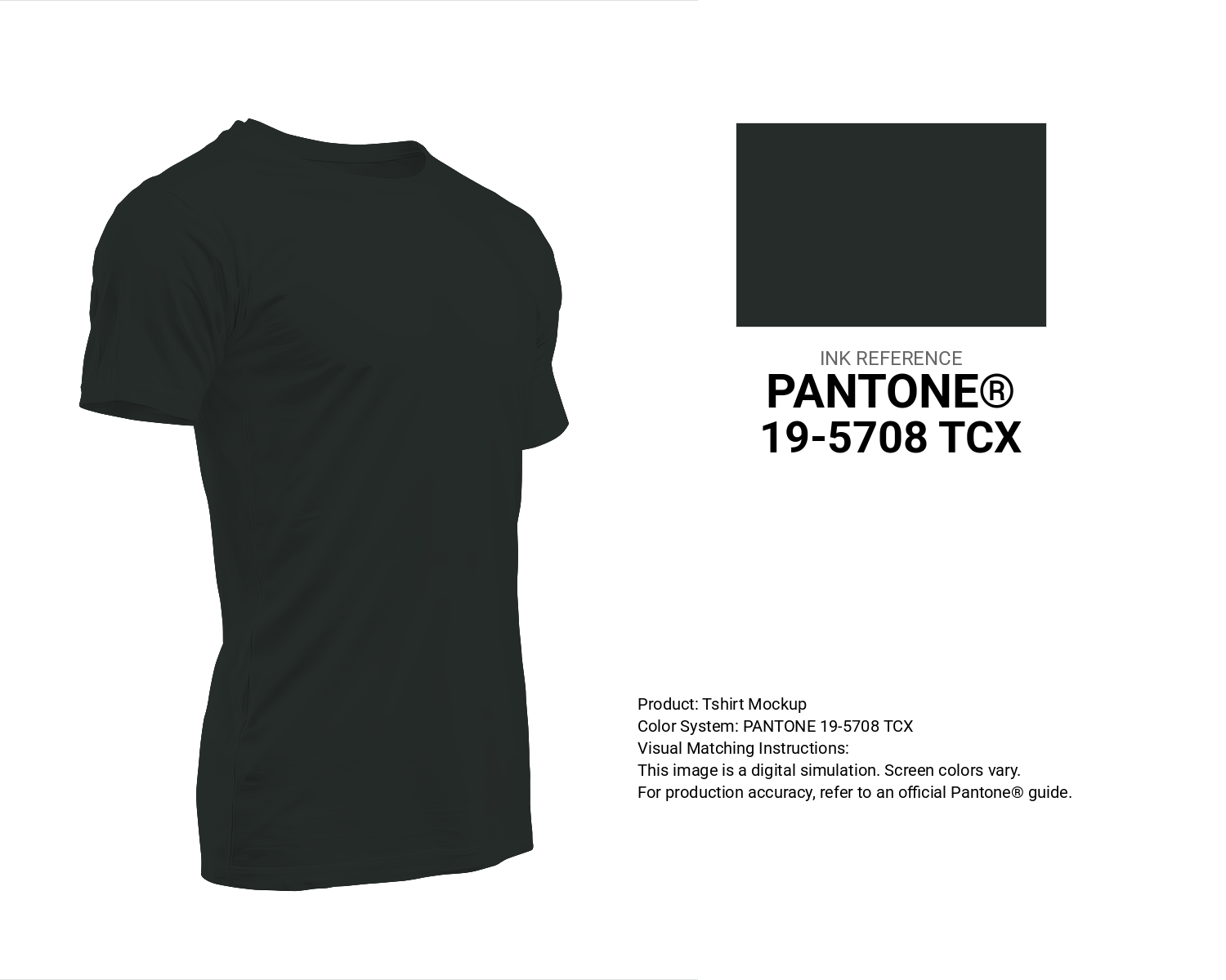 Creative T-shirt mockup featuring Pantone 19-5708 Tcx Jet Set Color | Hex color Code #262c2a. Perfect for fashion designers, apparel brands, and print-on-demand projects. #tshirt #mockup #fashion #262c2a