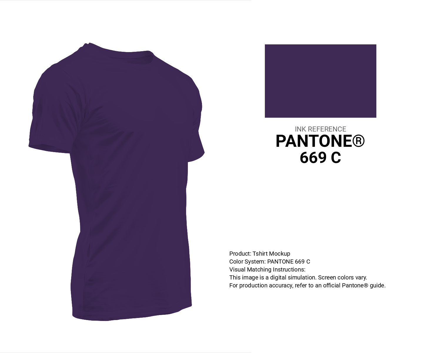 Creative T-shirt mockup featuring Pantone 669 C Color | Hex color Code #3f2a56. Perfect for fashion designers, apparel brands, and print-on-demand projects. #tshirt #mockup #fashion #3f2a56