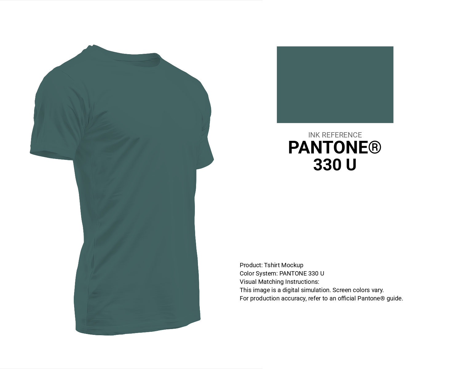 Creative T-shirt mockup featuring Pantone 330 U Color | Hex color Code #446463. Perfect for fashion designers, apparel brands, and print-on-demand projects. #tshirt #mockup #fashion #446463