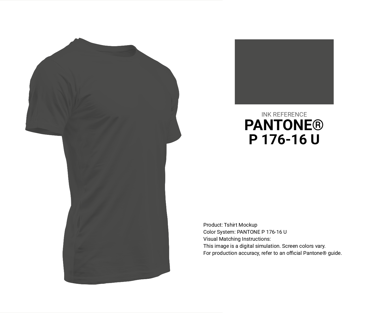 Creative T-shirt mockup featuring Pantone P 176-16 U Color | Hex color Code #4b4b4a. Perfect for fashion designers, apparel brands, and print-on-demand projects. #tshirt #mockup #fashion #4b4b4a