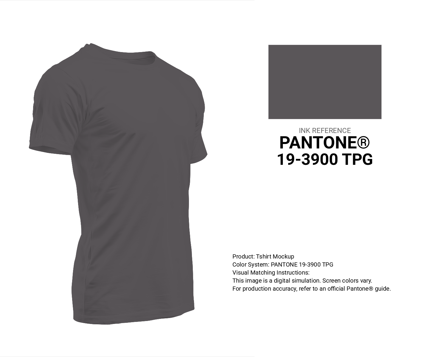 Creative T-shirt mockup featuring Pantone 19-3900 Tpg Pavement Color | Hex color Code #5a5659. Perfect for fashion designers, apparel brands, and print-on-demand projects. #tshirt #mockup #fashion #5a5659