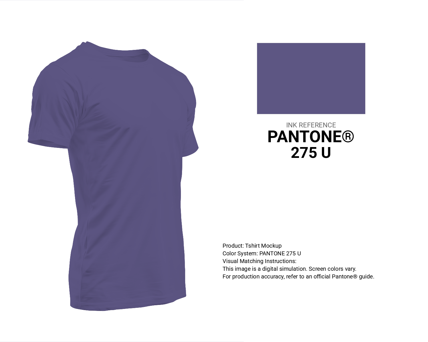 Creative T-shirt mockup featuring Pantone 275 U Color | Hex color Code #5d5683. Perfect for fashion designers, apparel brands, and print-on-demand projects. #tshirt #mockup #fashion #5d5683