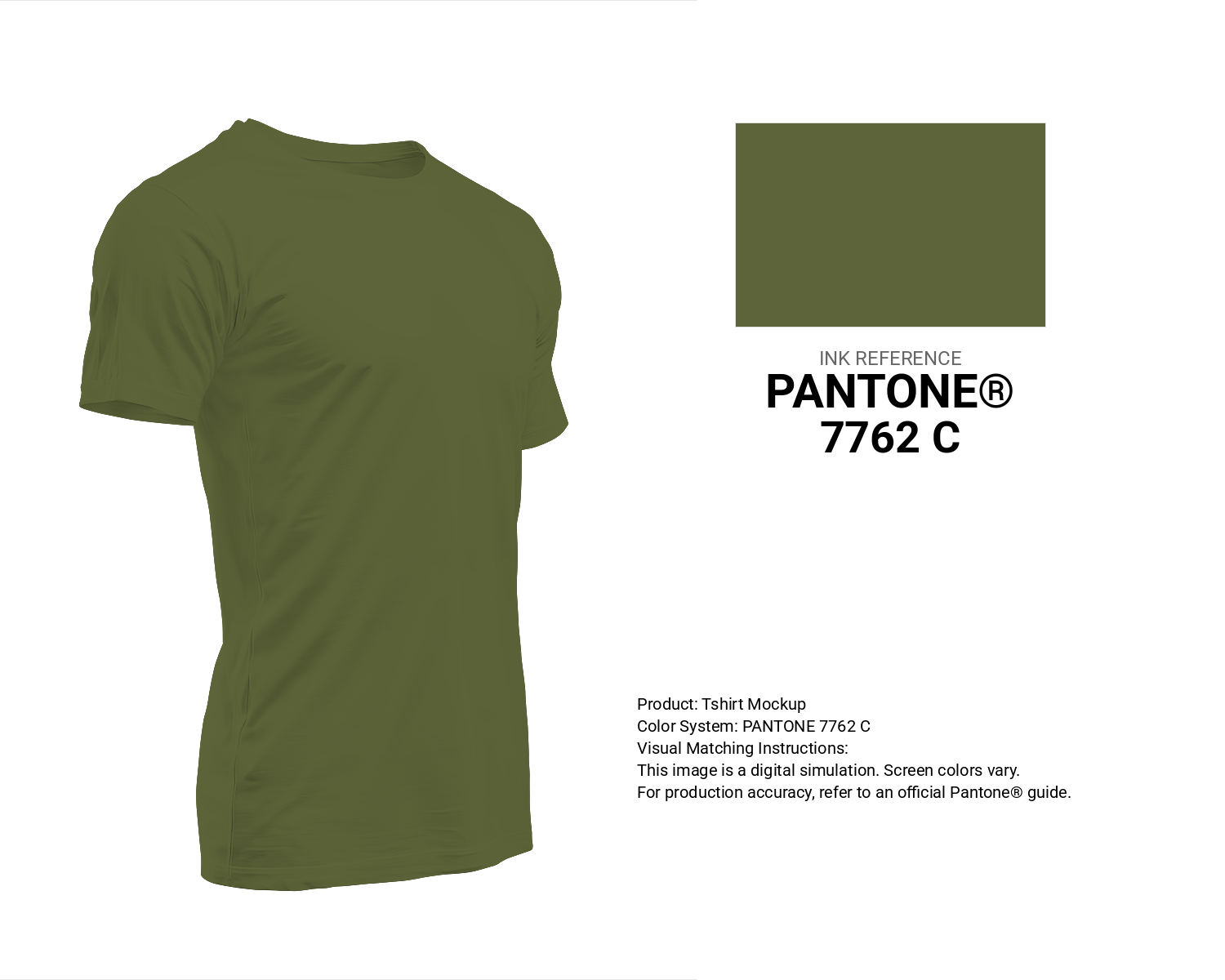 Creative T-shirt mockup featuring Pantone 7762 C Color | Hex color Code #5d6439. Perfect for fashion designers, apparel brands, and print-on-demand projects. #tshirt #mockup #fashion #5d6439