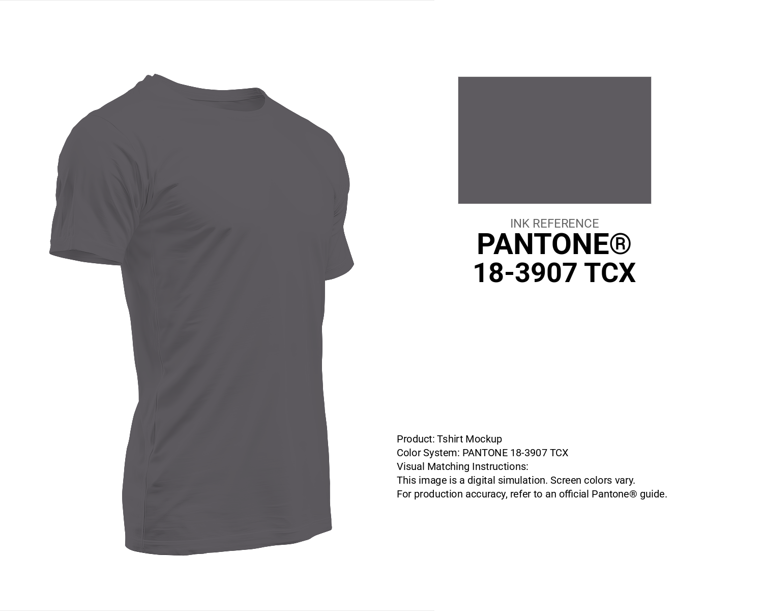 Creative T-shirt mockup featuring Pantone 18-3907 Tcx Tornado Color | Hex color Code #5e5b60. Perfect for fashion designers, apparel brands, and print-on-demand projects. #tshirt #mockup #fashion #5e5b60