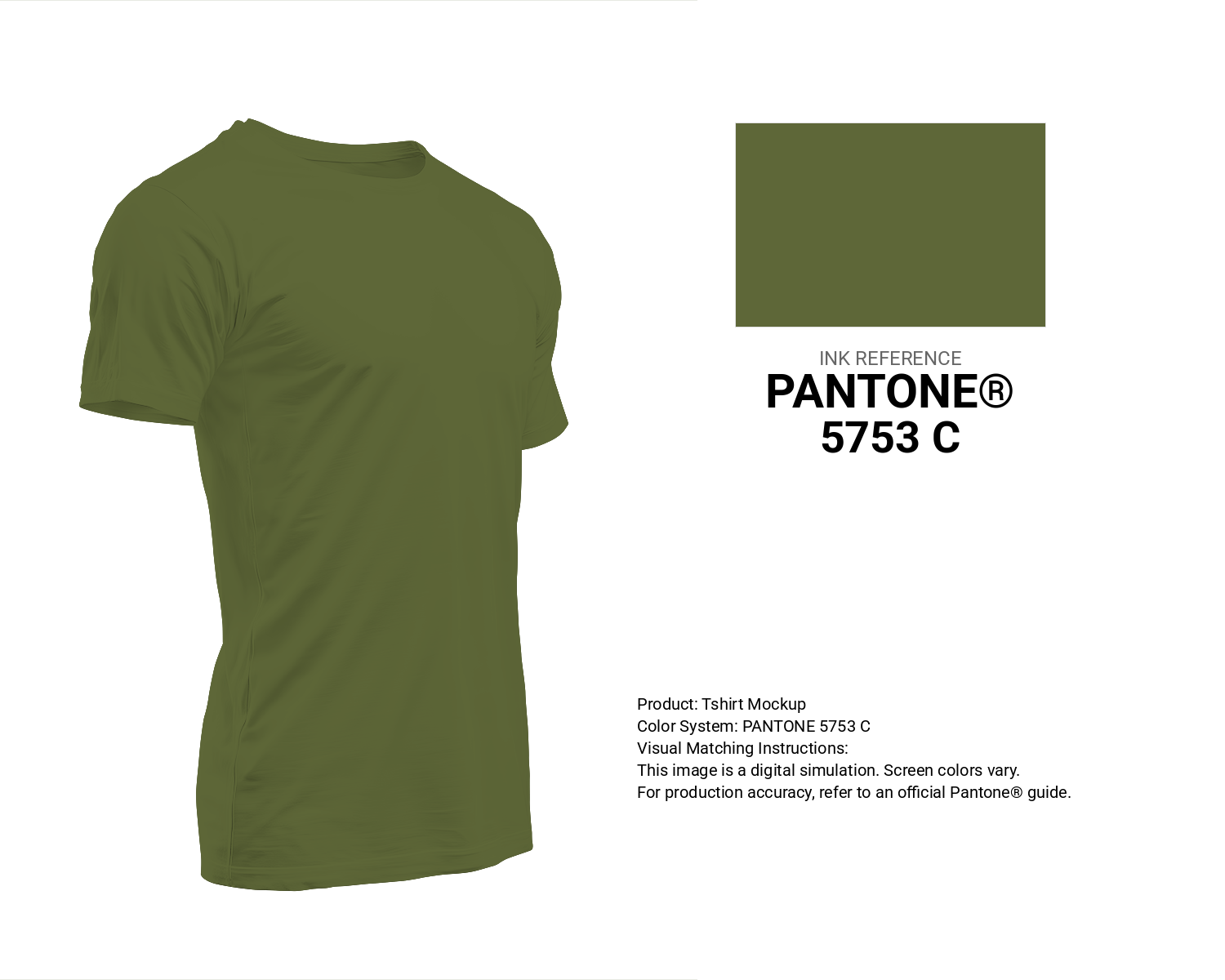 Creative T-shirt mockup featuring Pantone 5753 C Color | Hex color Code #5e6738. Perfect for fashion designers, apparel brands, and print-on-demand projects. #tshirt #mockup #fashion #5e6738