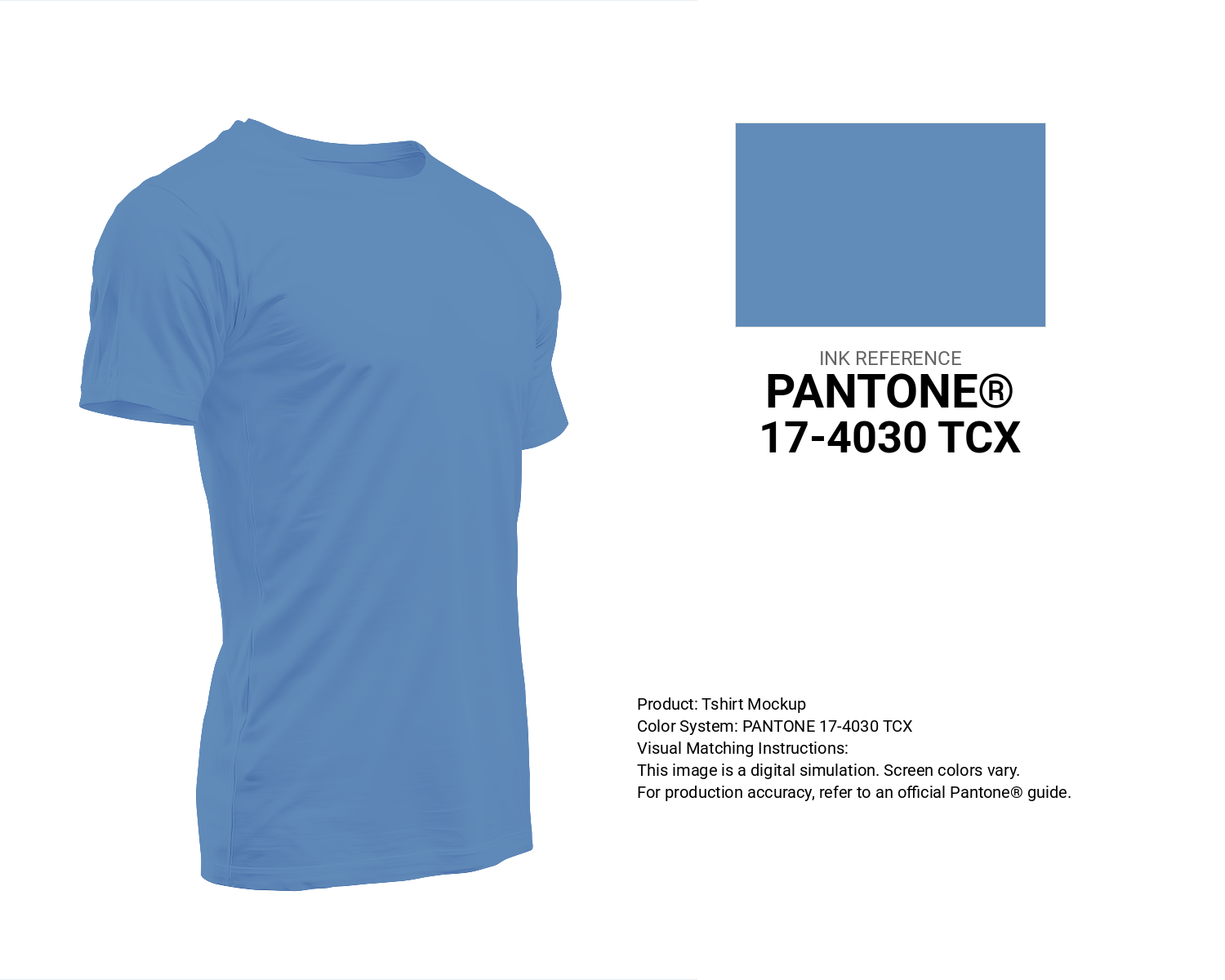 Creative T-shirt mockup featuring Pantone 17-4030 Tcx Silver Lake Blue Color | Hex color Code #618bb9. Perfect for fashion designers, apparel brands, and print-on-demand projects. #tshirt #mockup #fashion #618bb9