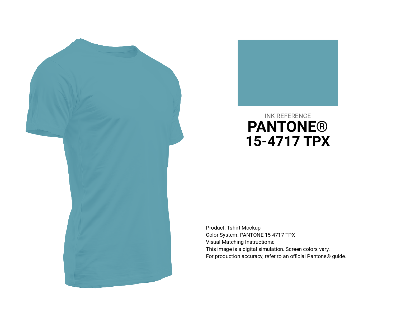 Creative T-shirt mockup featuring Pantone 15-4717 Tpx Aqua Color | Hex color Code #63a2b0. Perfect for fashion designers, apparel brands, and print-on-demand projects. #tshirt #mockup #fashion #63a2b0