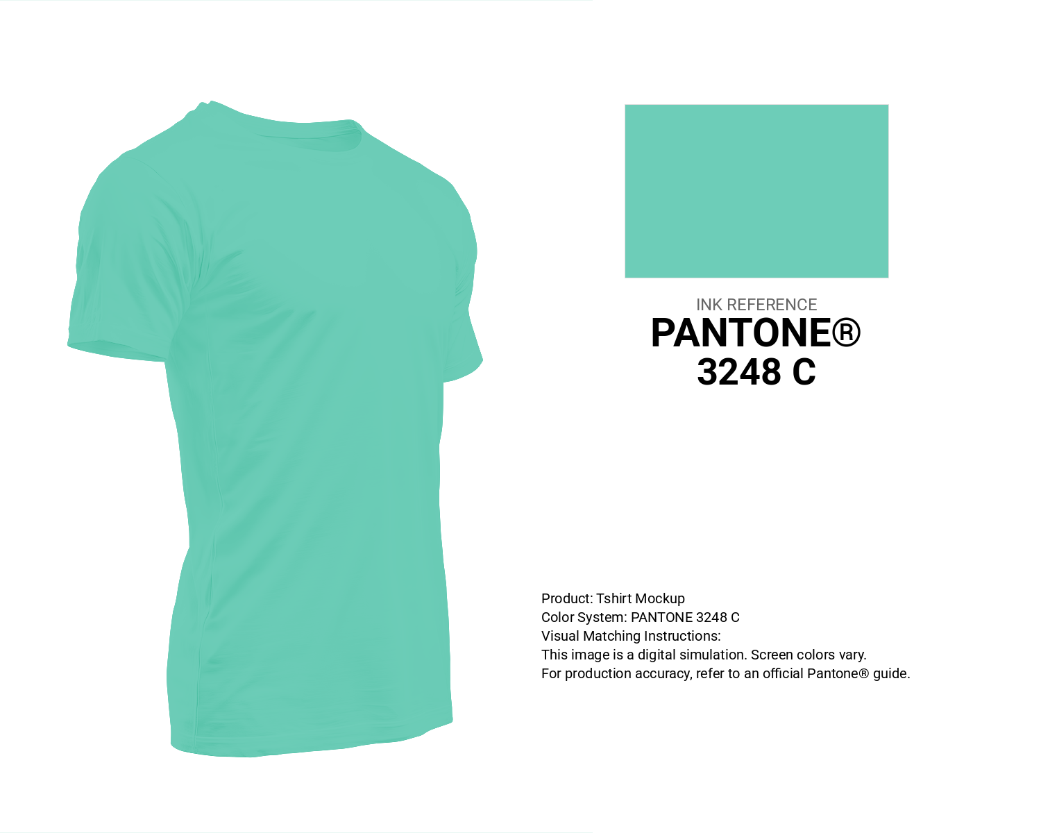 Creative T-shirt mockup featuring Pantone 3248 C Color | Hex color Code #6dcdb8. Perfect for fashion designers, apparel brands, and print-on-demand projects. #tshirt #mockup #fashion #6dcdb8