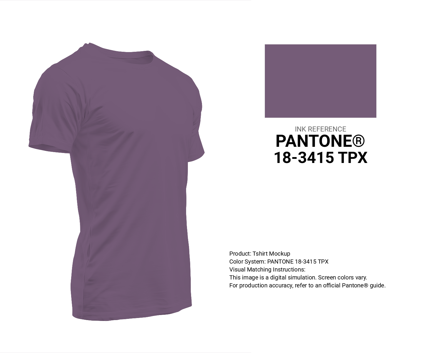 Creative T-shirt mockup featuring Pantone 18-3415 Tpx Grape Jam Color | Hex color Code #755c78. Perfect for fashion designers, apparel brands, and print-on-demand projects. #tshirt #mockup #fashion #755c78