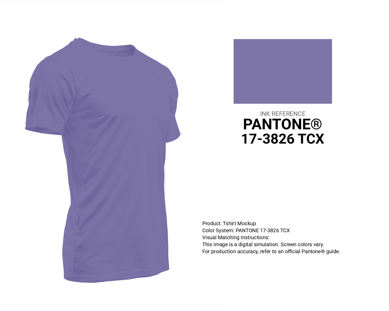 Creative T-shirt mockup featuring Pantone 17-3826 Tcx Aster Purple Color | Hex color Code #7d74a8. Perfect for fashion designers, apparel brands, and print-on-demand projects. #tshirt #mockup #fashion #7d74a8