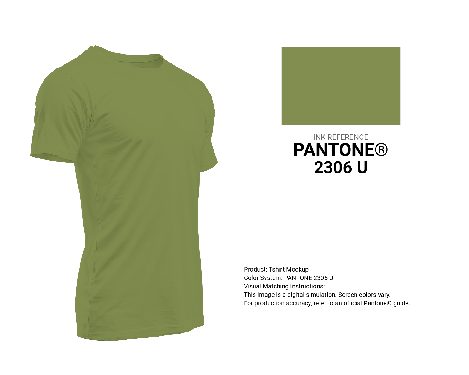 Creative T-shirt mockup featuring Pantone 2306 U Color | Hex color Code #828d50. Perfect for fashion designers, apparel brands, and print-on-demand projects. #tshirt #mockup #fashion #828d50