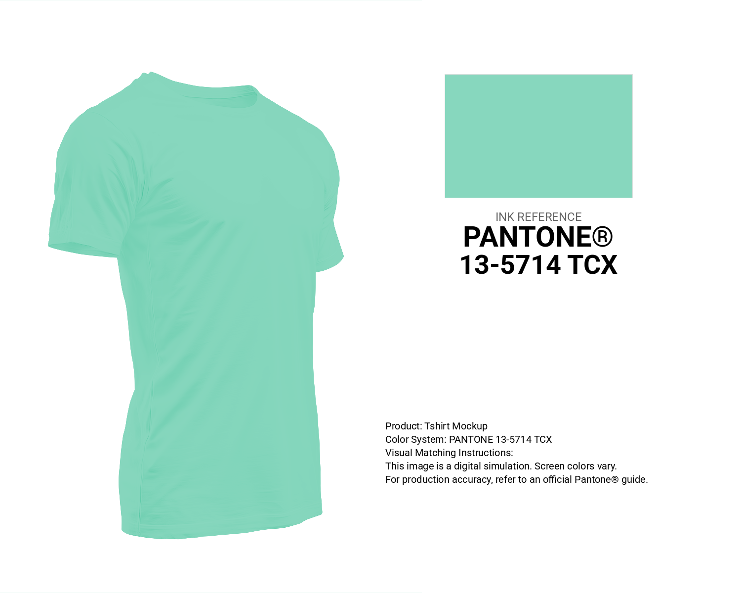 Creative T-shirt mockup featuring Pantone 13-5714 Tcx Cabbage Color | Hex color Code #87d7be. Perfect for fashion designers, apparel brands, and print-on-demand projects. #tshirt #mockup #fashion #87d7be