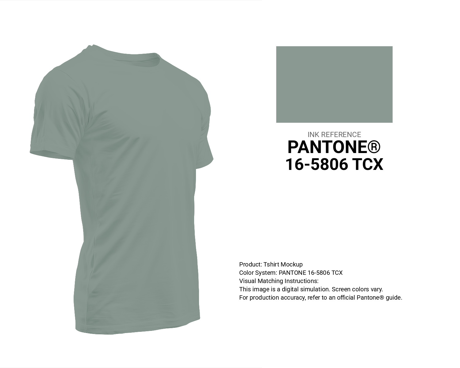 Creative T-shirt mockup featuring Pantone 16-5806 Tcx Green Milieu Color | Hex color Code #8a9992. Perfect for fashion designers, apparel brands, and print-on-demand projects. #tshirt #mockup #fashion #8a9992
