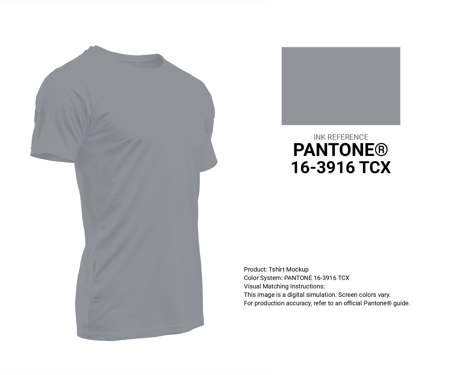 Creative T-shirt mockup featuring Pantone 16-3916 Tcx Sleet Color | Hex color Code #92949b. Perfect for fashion designers, apparel brands, and print-on-demand projects. #tshirt #mockup #fashion #92949b
