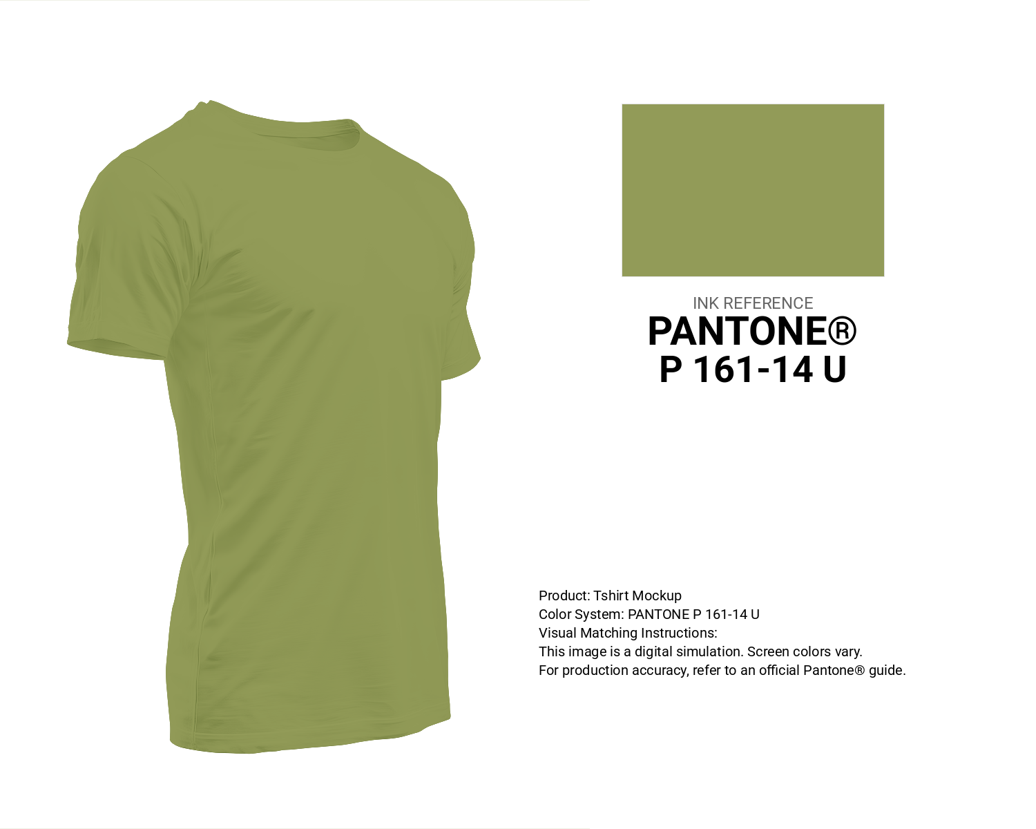 Creative T-shirt mockup featuring Pantone P 161-14 U Color | Hex color Code #929b58. Perfect for fashion designers, apparel brands, and print-on-demand projects. #tshirt #mockup #fashion #929b58