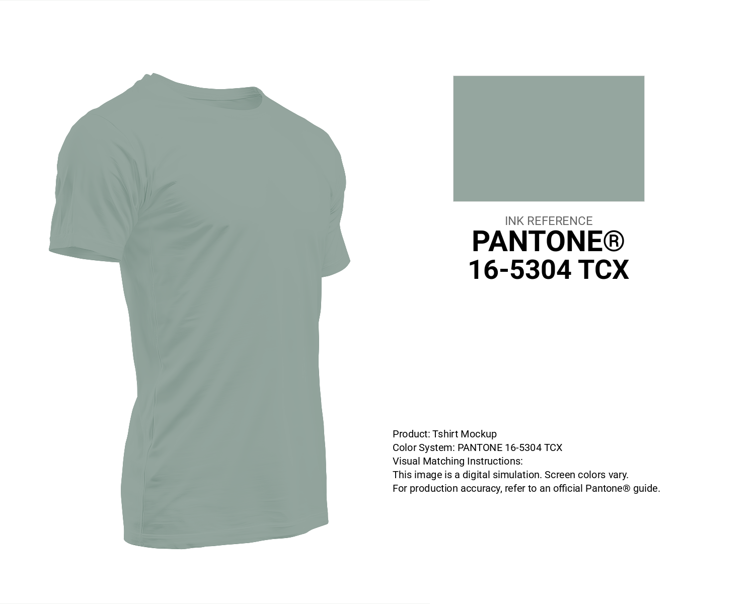 Creative T-shirt mockup featuring Pantone 16-5304 Tcx Jadeite Color | Hex color Code #95a69f. Perfect for fashion designers, apparel brands, and print-on-demand projects. #tshirt #mockup #fashion #95a69f