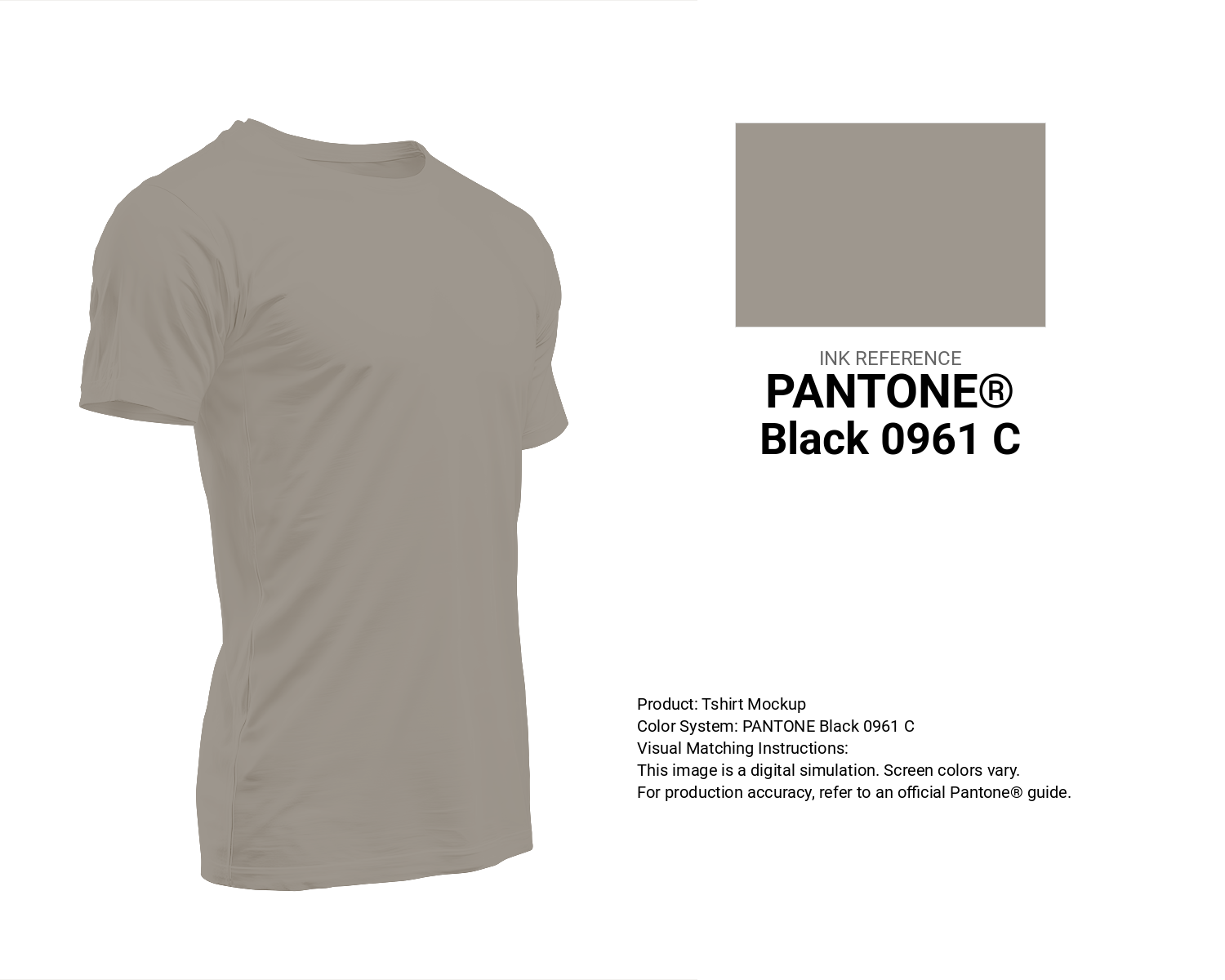 Creative T-shirt mockup featuring Pantone Black 0961 C Color | Hex color Code #9e978e. Perfect for fashion designers, apparel brands, and print-on-demand projects. #tshirt #mockup #fashion #9e978e