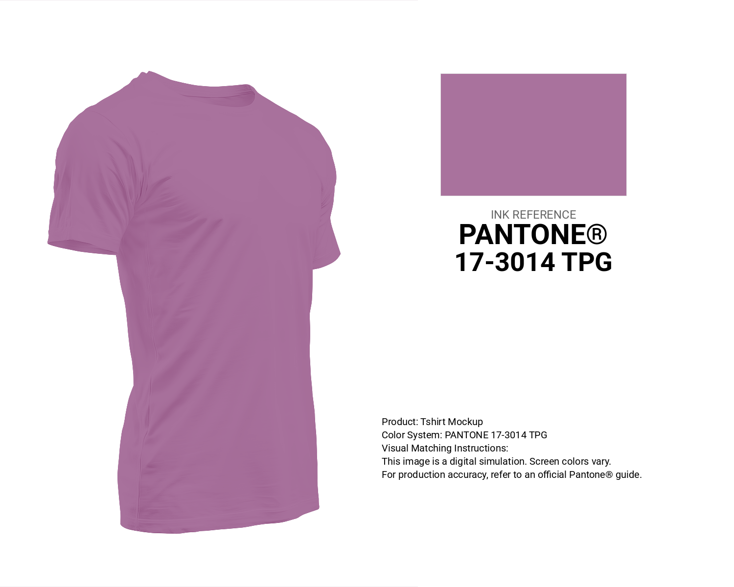 Creative T-shirt mockup featuring Pantone 17-3014 Tpg Mulberry Color | Hex color Code #a9729d. Perfect for fashion designers, apparel brands, and print-on-demand projects. #tshirt #mockup #fashion #a9729d