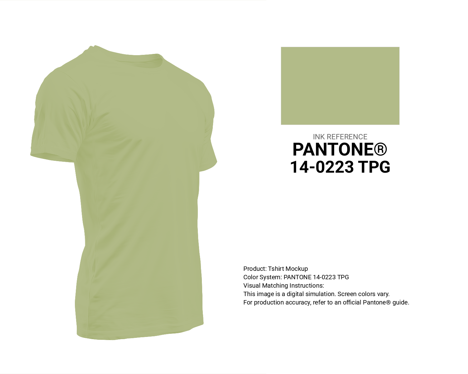 Creative T-shirt mockup featuring Pantone 14-0223 Tpg Nile Color | Hex color Code #b2bb88. Perfect for fashion designers, apparel brands, and print-on-demand projects. #tshirt #mockup #fashion #b2bb88
