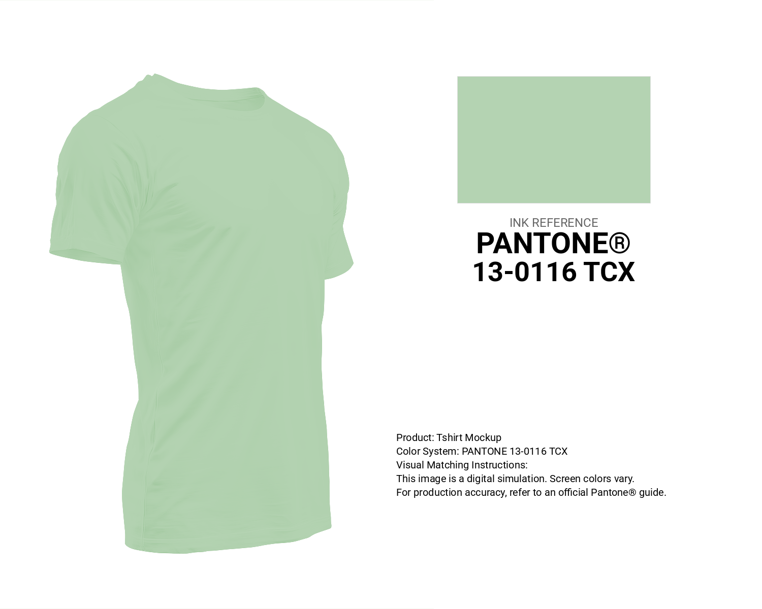 Creative T-shirt mockup featuring Pantone 13-0116 Tcx Pastel Green Color | Hex color Code #b4d3b2. Perfect for fashion designers, apparel brands, and print-on-demand projects. #tshirt #mockup #fashion #b4d3b2