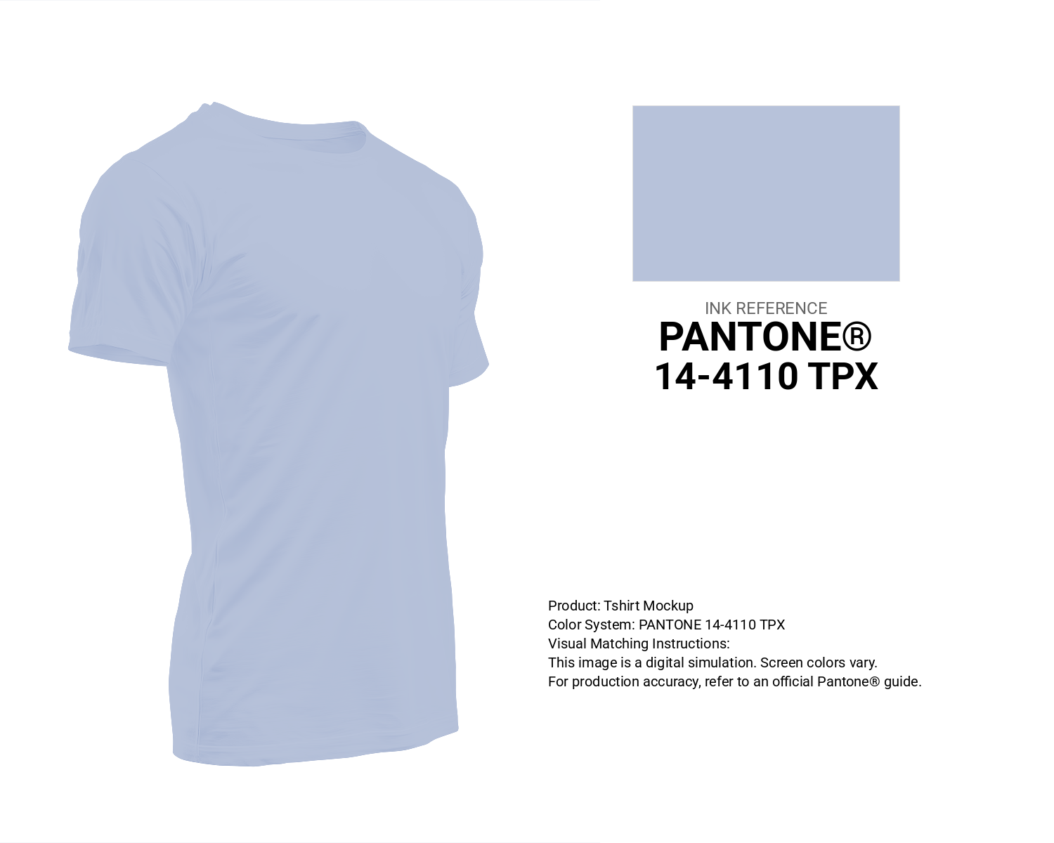 Creative T-shirt mockup featuring Pantone 14-4110 Tpx Heather Color | Hex color Code #b7c2da. Perfect for fashion designers, apparel brands, and print-on-demand projects. #tshirt #mockup #fashion #b7c2da