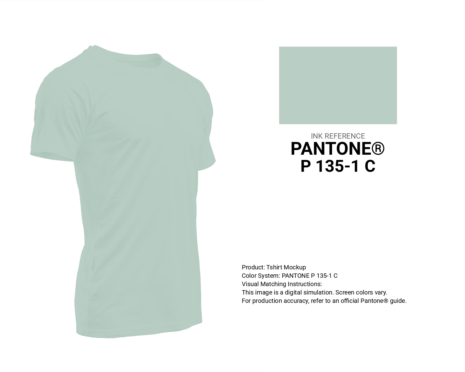 Creative T-shirt mockup featuring Pantone P 135-1 C Color | Hex color Code #b9cec5. Perfect for fashion designers, apparel brands, and print-on-demand projects. #tshirt #mockup #fashion #b9cec5