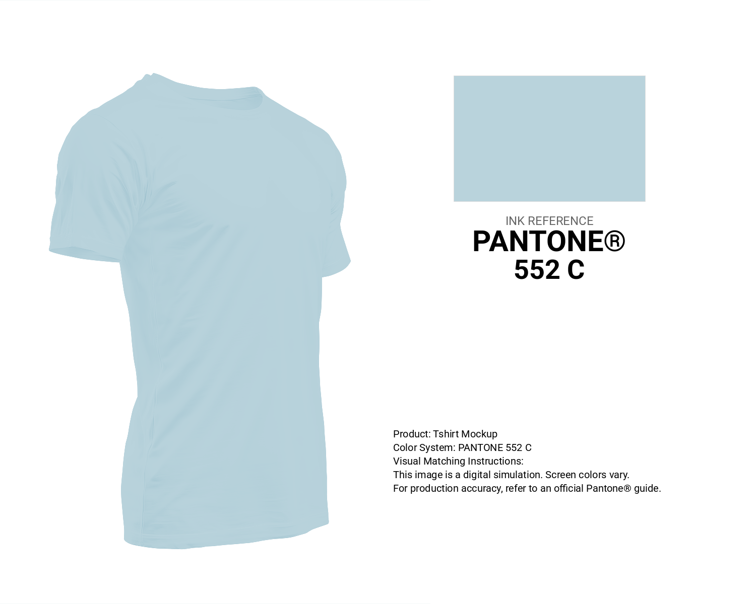 Creative T-shirt mockup featuring Pantone 552 C Color | Hex color Code #b9d3dc. Perfect for fashion designers, apparel brands, and print-on-demand projects. #tshirt #mockup #fashion #b9d3dc