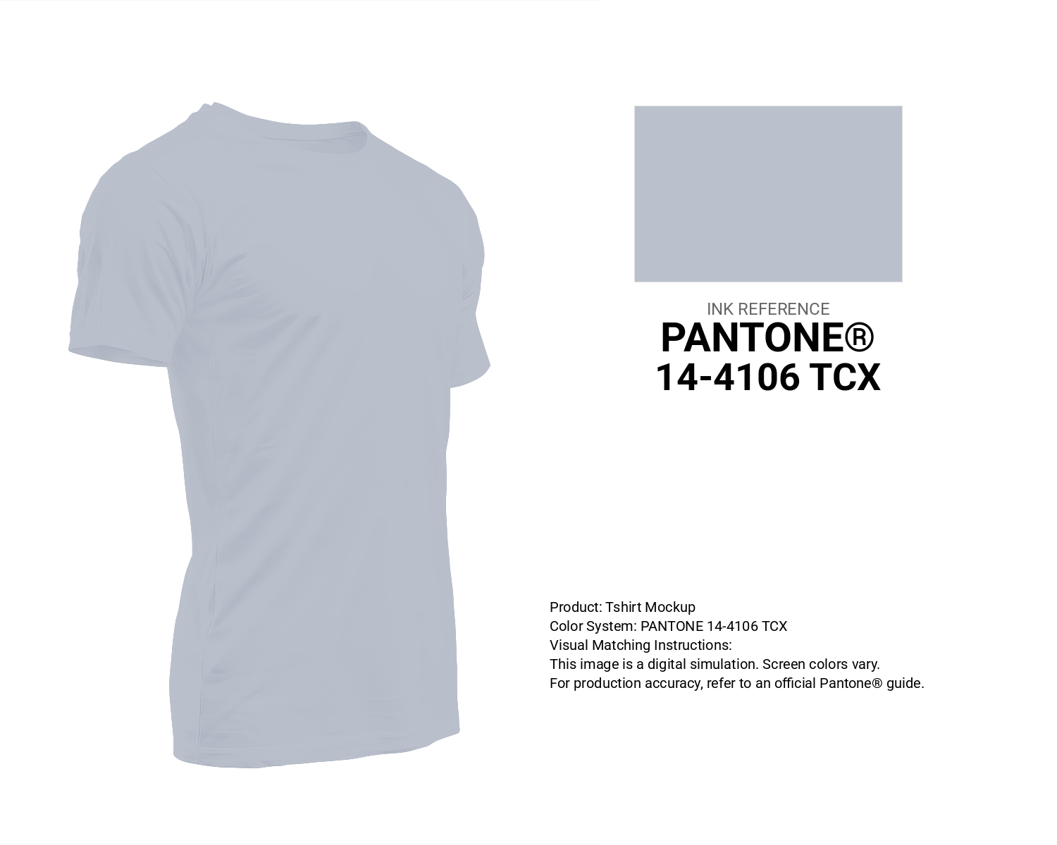 Creative T-shirt mockup featuring Pantone 14-4106 Tcx Gray Dawn Color | Hex color Code #bbc1cc. Perfect for fashion designers, apparel brands, and print-on-demand projects. #tshirt #mockup #fashion #bbc1cc