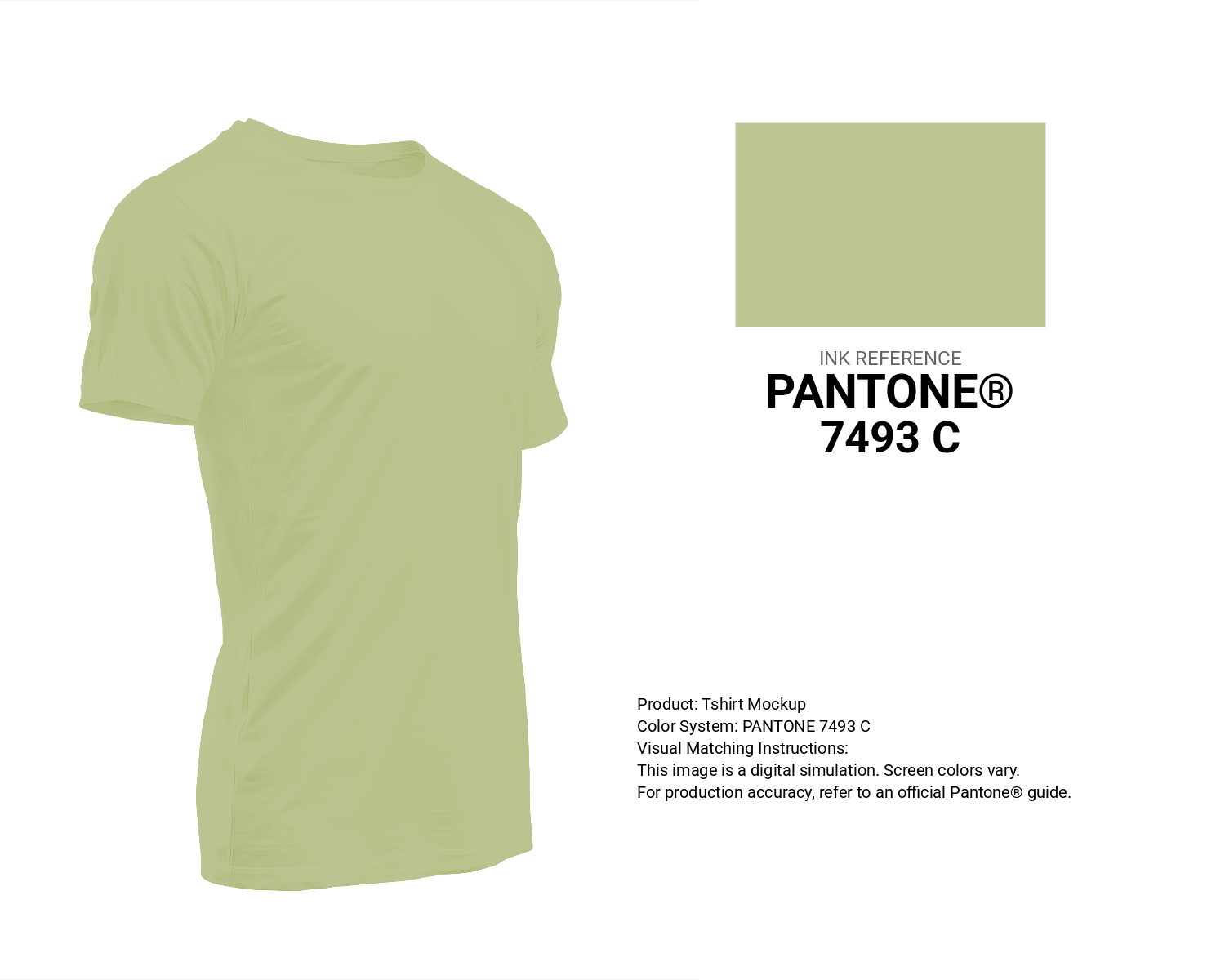 Creative T-shirt mockup featuring Pantone 7493 C Color | Hex color Code #bbc592. Perfect for fashion designers, apparel brands, and print-on-demand projects. #tshirt #mockup #fashion #bbc592
