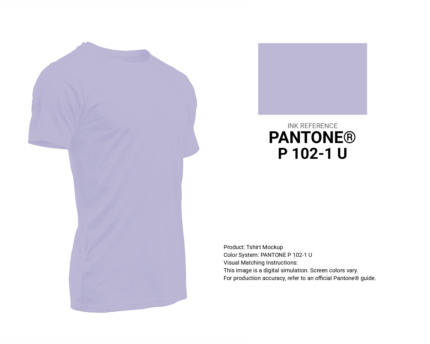 Creative T-shirt mockup featuring Pantone P 102-1 U Color | Hex color Code #bcb8d5. Perfect for fashion designers, apparel brands, and print-on-demand projects. #tshirt #mockup #fashion #bcb8d5