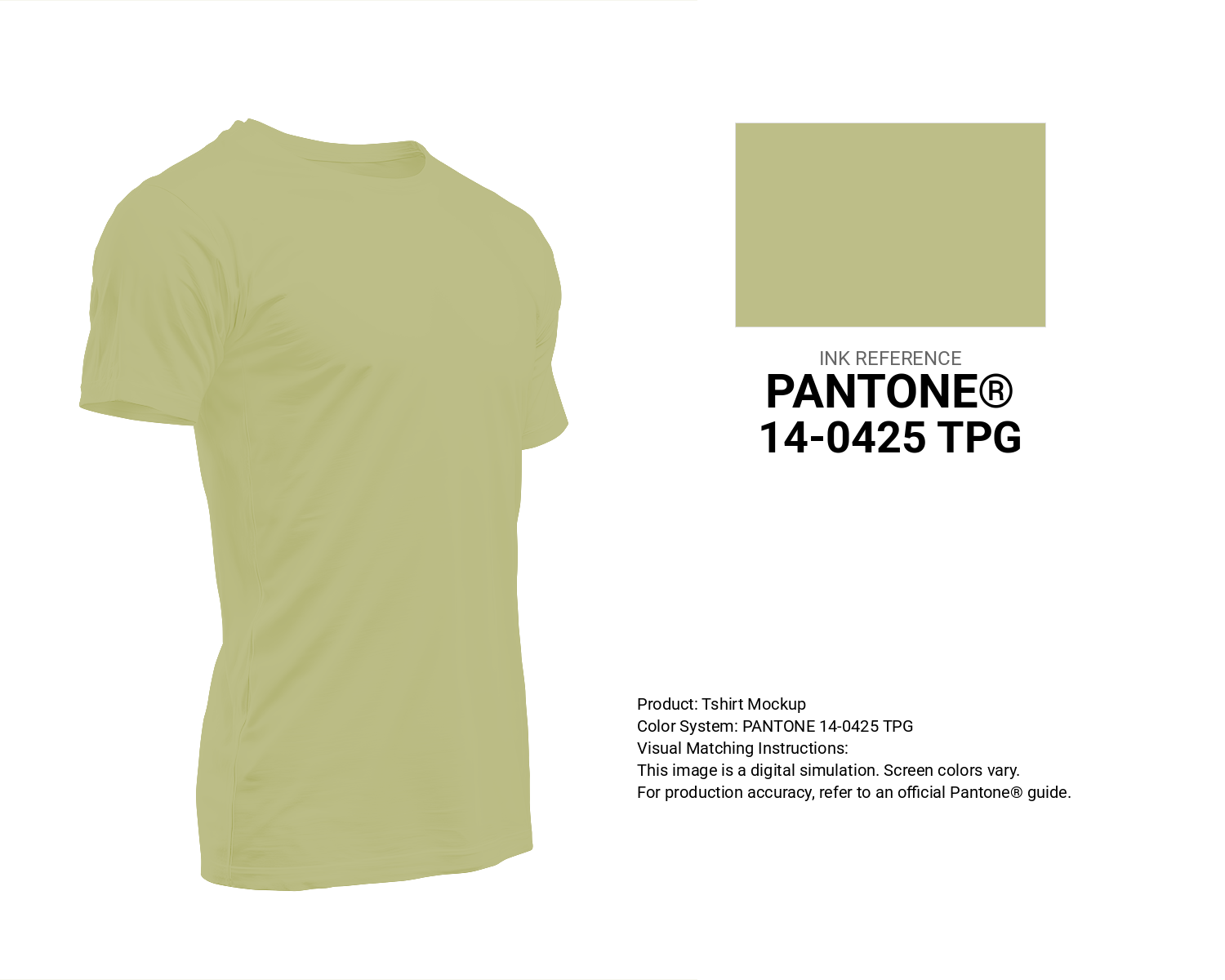 Creative T-shirt mockup featuring Pantone 14-0425 Tpg Beechnut Color | Hex color Code #bdbe88. Perfect for fashion designers, apparel brands, and print-on-demand projects. #tshirt #mockup #fashion #bdbe88