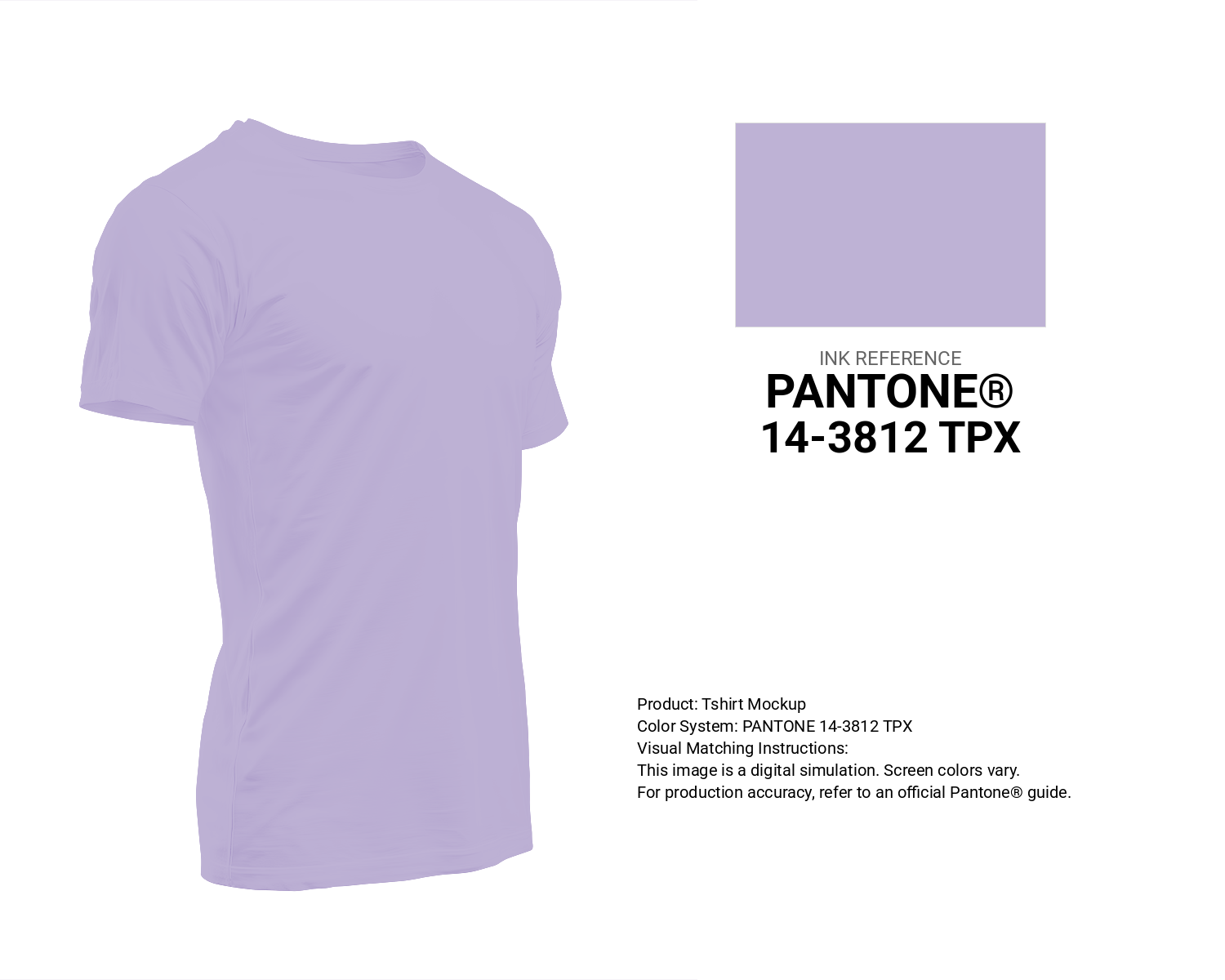 Creative T-shirt mockup featuring Pantone 14-3812 Tpx Pastel Lilac Color | Hex color Code #beb2d5. Perfect for fashion designers, apparel brands, and print-on-demand projects. #tshirt #mockup #fashion #beb2d5
