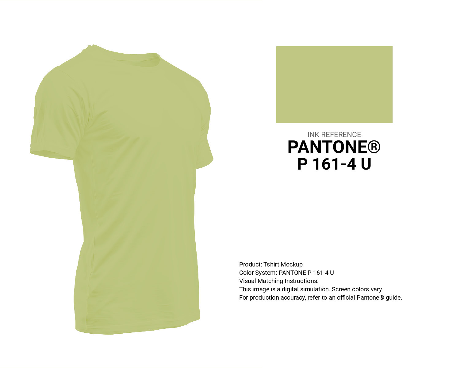 Creative T-shirt mockup featuring Pantone P 161-4 U Color | Hex color Code #bfc783. Perfect for fashion designers, apparel brands, and print-on-demand projects. #tshirt #mockup #fashion #bfc783