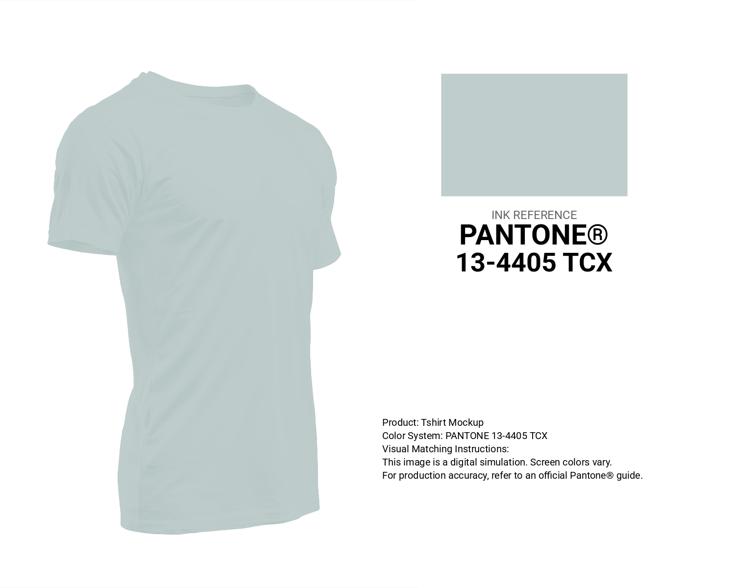 Creative T-shirt mockup featuring Pantone 13-4405 Tcx Misty Blue Color | Hex color Code #bfcdcc. Perfect for fashion designers, apparel brands, and print-on-demand projects. #tshirt #mockup #fashion #bfcdcc