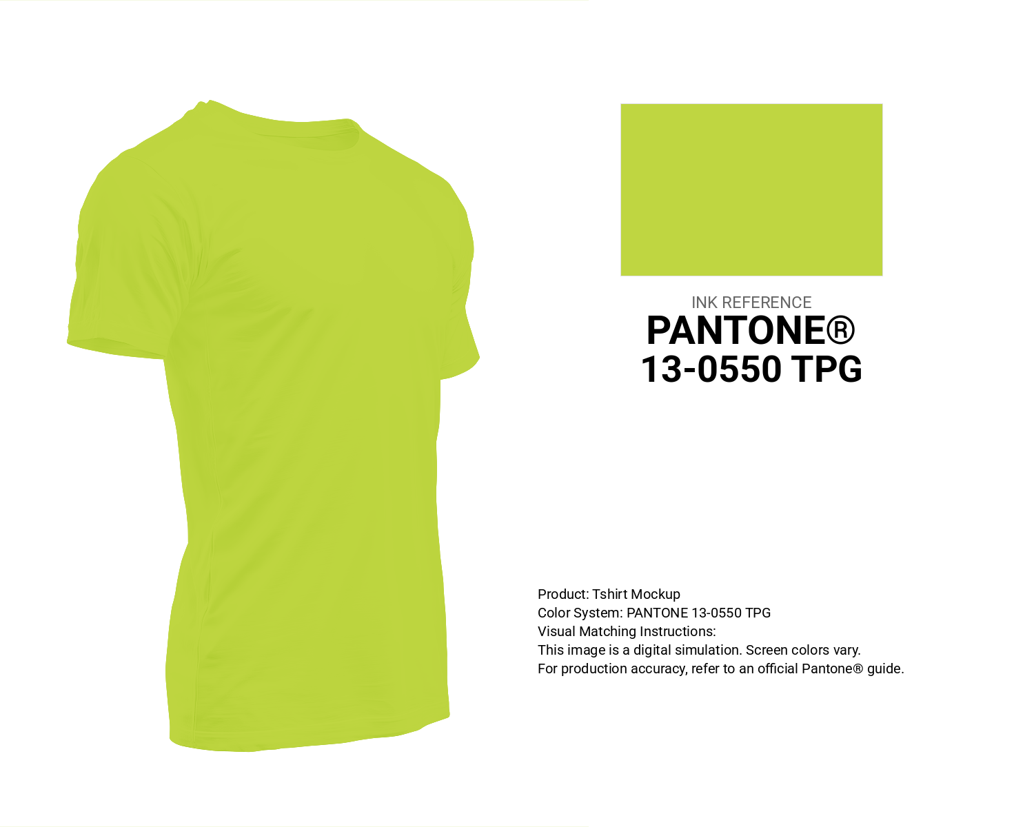 Creative T-shirt mockup featuring Pantone 13-0550 Tpg Lime Punch Color | Hex color Code #bfd641. Perfect for fashion designers, apparel brands, and print-on-demand projects. #tshirt #mockup #fashion #bfd641