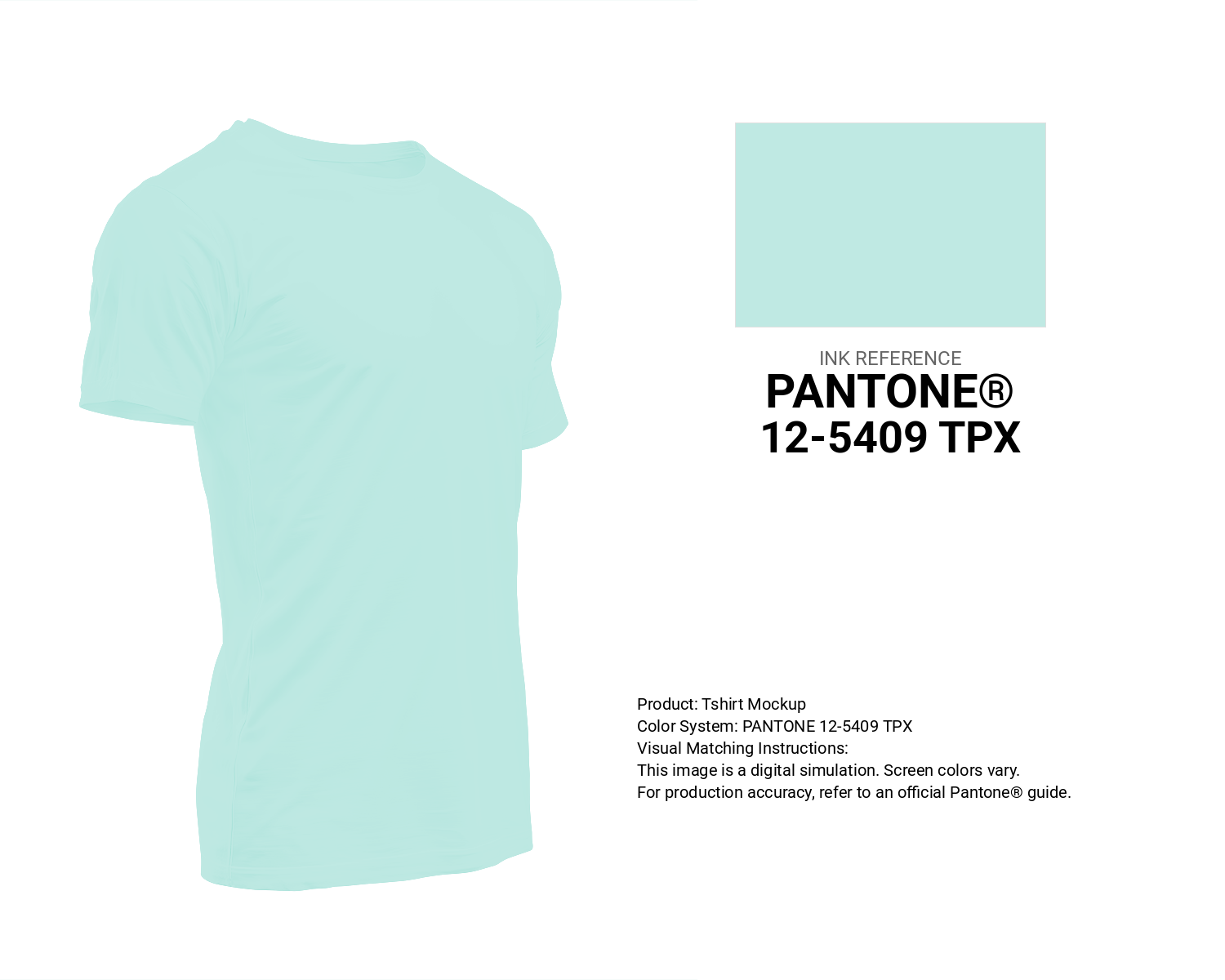 Creative T-shirt mockup featuring Pantone 12-5409 Tpx Fair Aqua Color | Hex color Code #bfe9e3. Perfect for fashion designers, apparel brands, and print-on-demand projects. #tshirt #mockup #fashion #bfe9e3