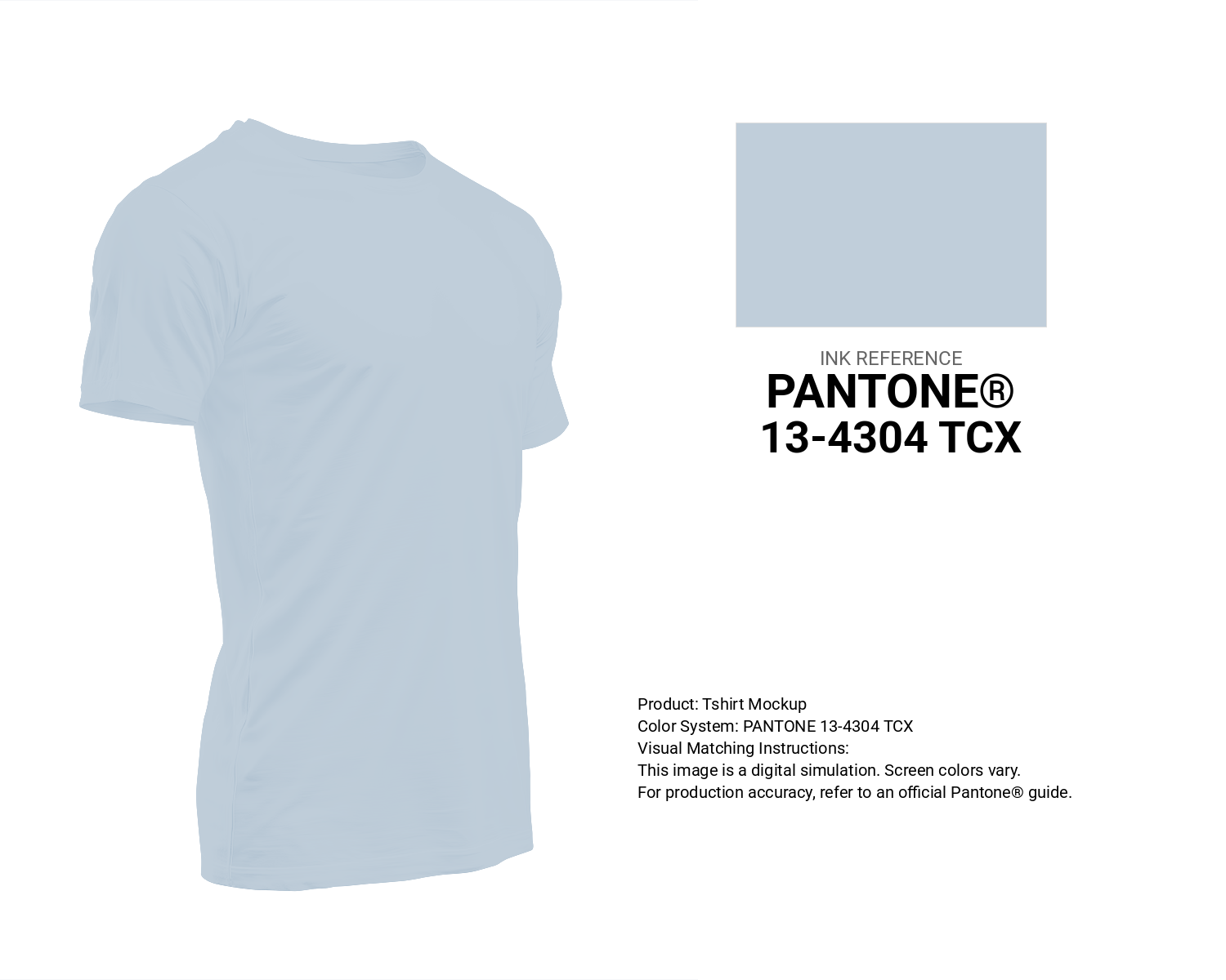 Creative T-shirt mockup featuring Pantone 13-4304 Tcx Ballad Blue Color | Hex color Code #c0ceda. Perfect for fashion designers, apparel brands, and print-on-demand projects. #tshirt #mockup #fashion #c0ceda