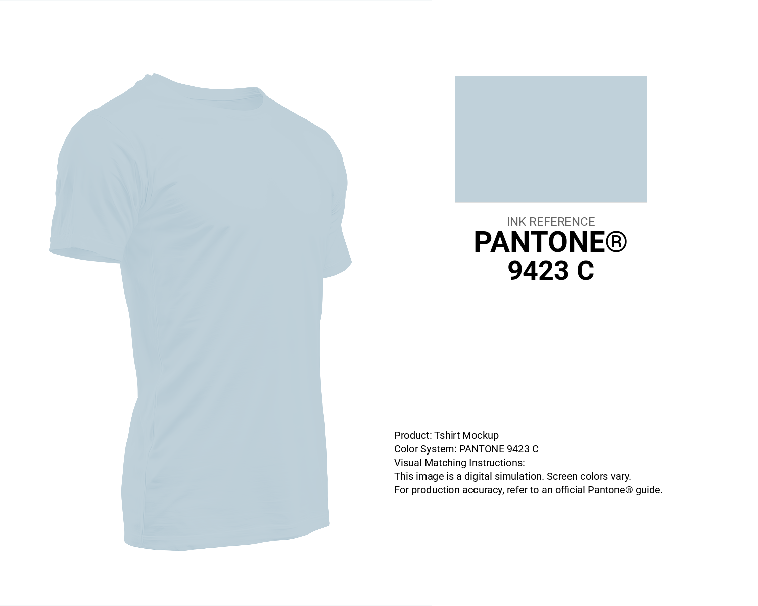 Creative T-shirt mockup featuring Pantone 9423 C Color | Hex color Code #c0d1da. Perfect for fashion designers, apparel brands, and print-on-demand projects. #tshirt #mockup #fashion #c0d1da