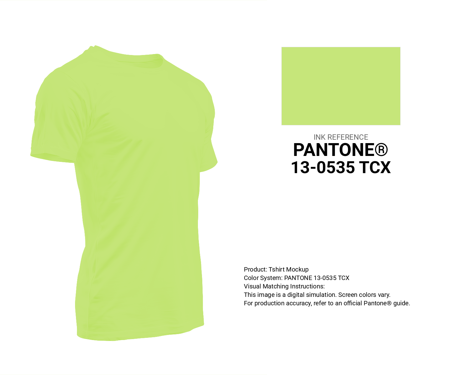 Creative T-shirt mockup featuring Pantone 13-0535 Tcx Sharp Green Color | Hex color Code #c6e67a. Perfect for fashion designers, apparel brands, and print-on-demand projects. #tshirt #mockup #fashion #c6e67a